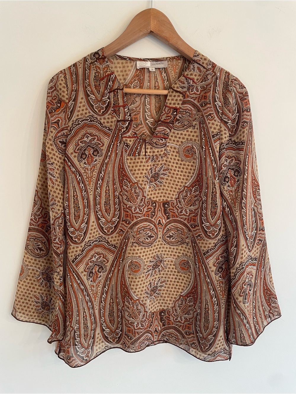 Vintage Y2K Paisley Boho Peasant Blouse
